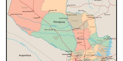 Карта на Парагвай с градовете